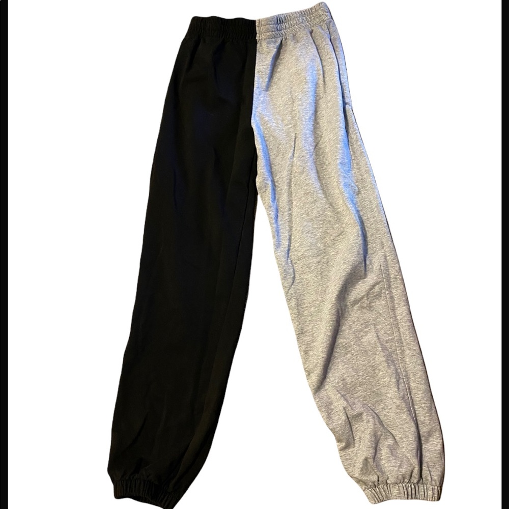 Black and gray sweatpant joggers